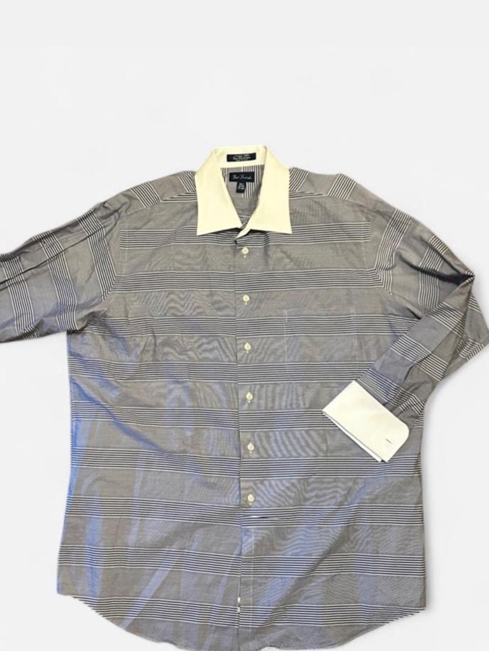 Paul Fredrick Luxury 140’s Gray Dress Shirt 17-33 White Contrast Collar & Cuffs